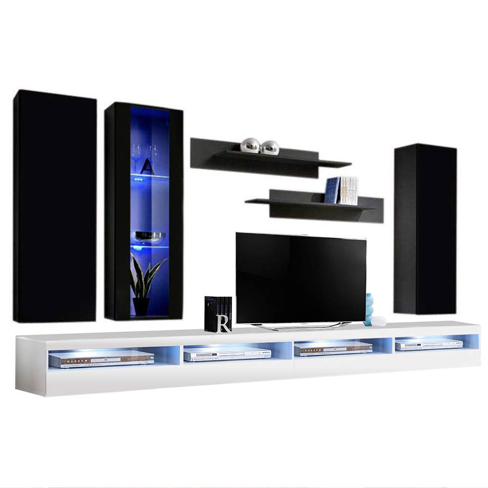 Modern Floating TV Stand with Storage & LED Lights - Wall-Mounted Entertainment Center for Living Room & Bedroom - 35