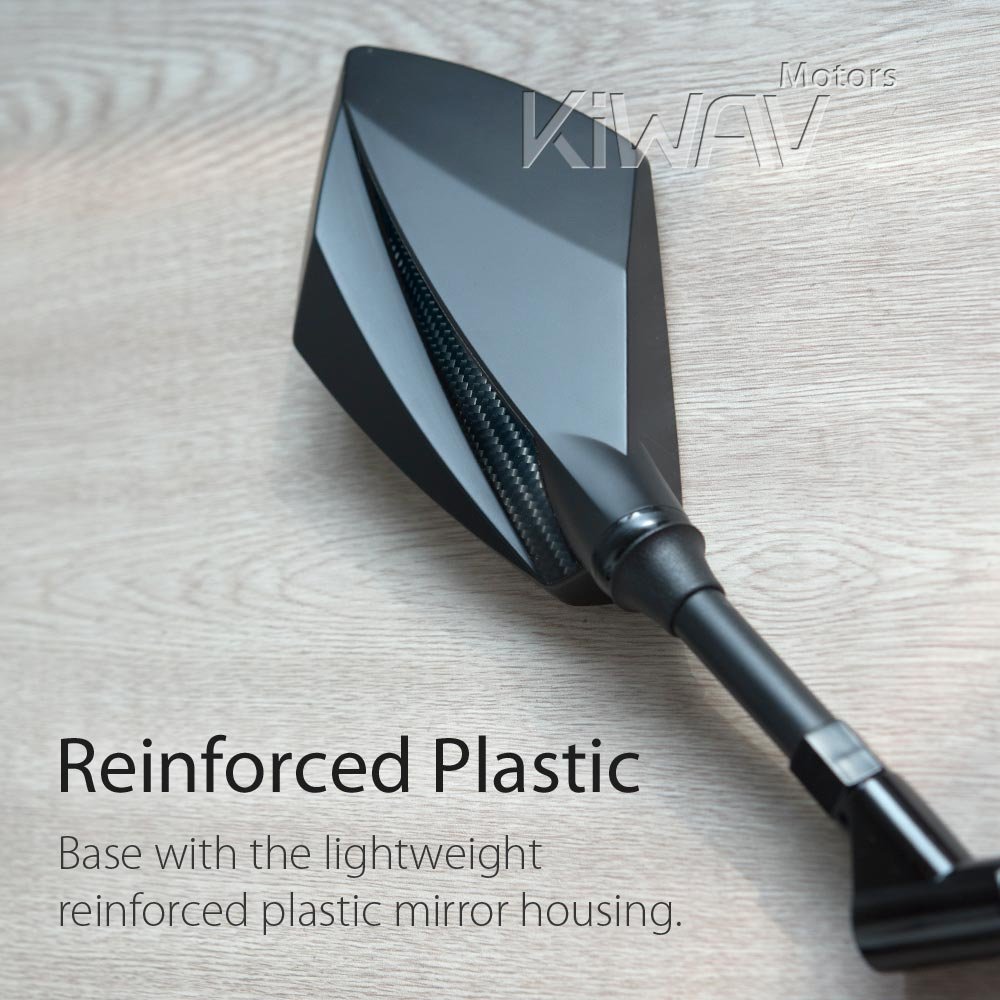 KiWAV Universal Black Carbon Pattern Rear View Side Mirrors - Adjustable Convex 10mm & 8mm for Motorcycles, Choppers, Bobbers, Cafe Racers, Scooters, E-bikes & ATVs - Perfect for Custom Projects & Enhanced Road Safety