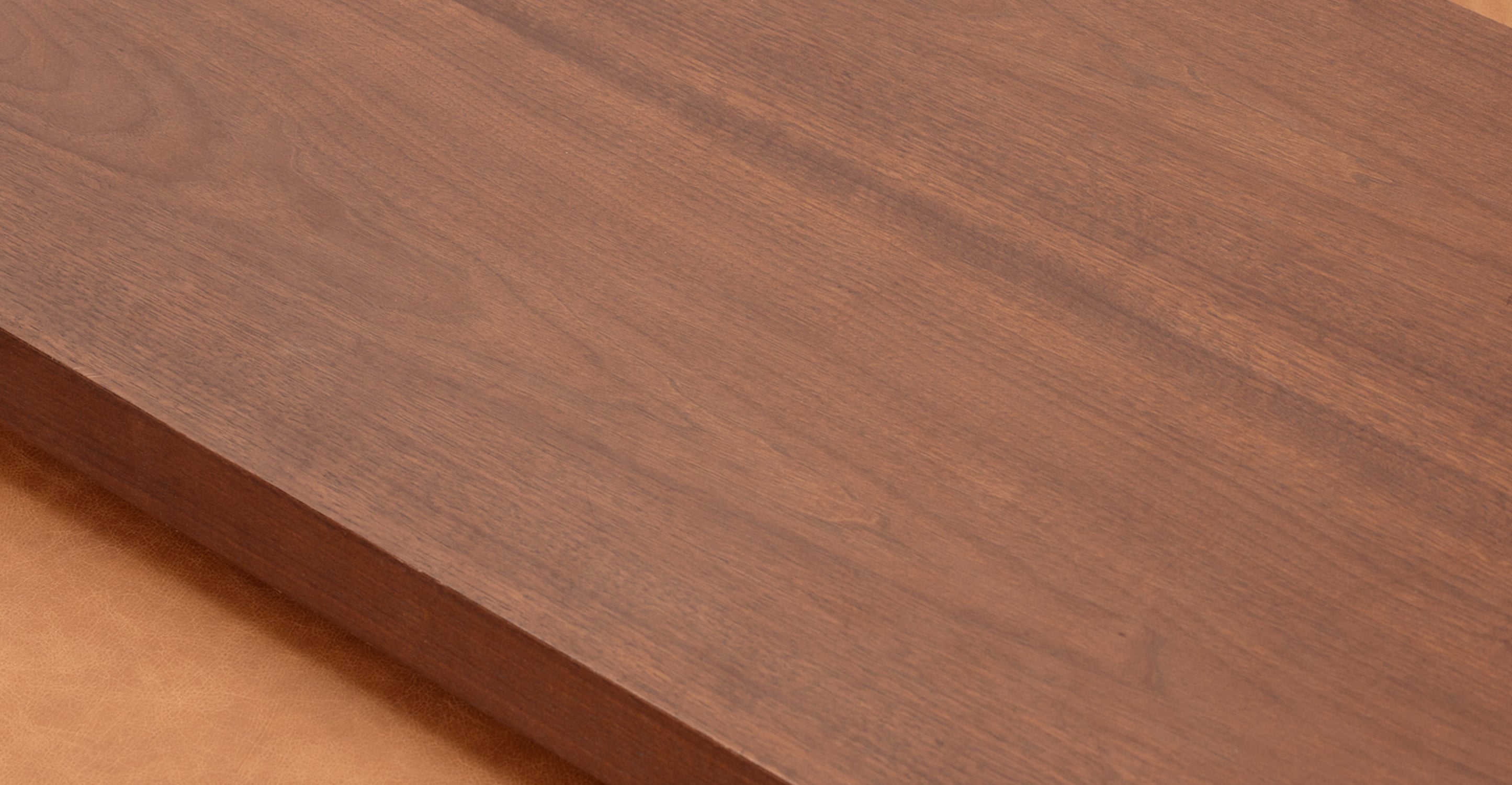 Jarmo Leather Ottoman with Walnut Table - Stylish Footrest & Coffee Table for Living Room, Bedroom, or Office - Premium Leather & Wood Furniture for Home Decor