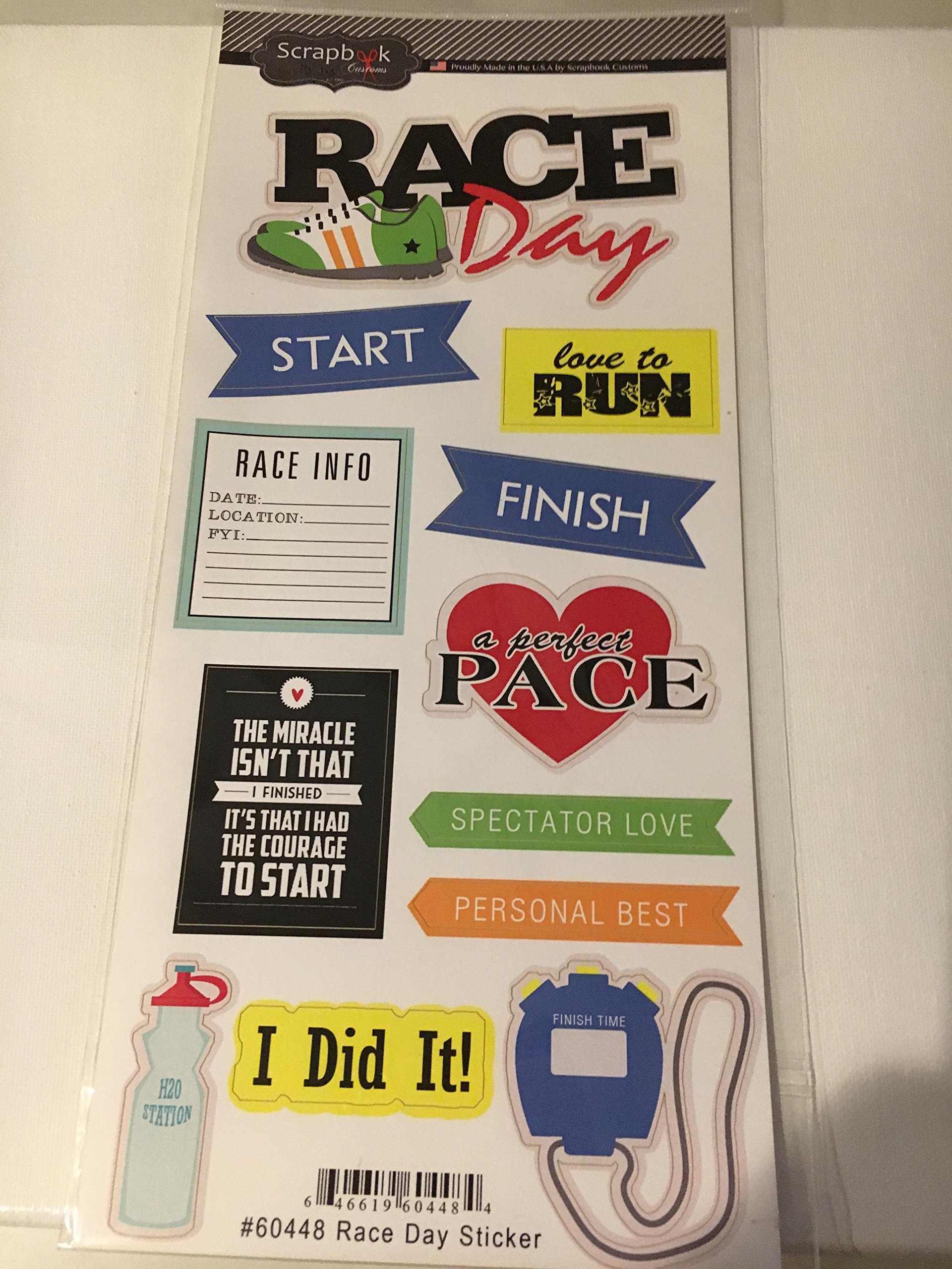 Race Day Cardstock Stickers for Scrapbooking - DIY Scrapbook Supplies - Perfect for Racing Theme Albums, Journals & Party Decorations