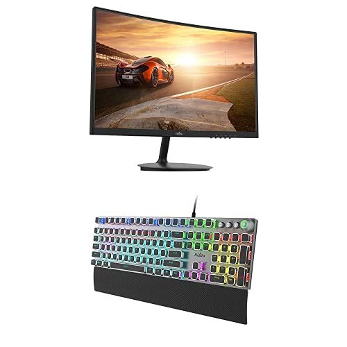 Fiodio 24 Inch Full HD 1080p Gaming Monitor with 75Hz Refresh Rate & Mechanical Gaming Keyboard F-GKB100 - Perfect for Esports, Streaming, and Home Office Setup