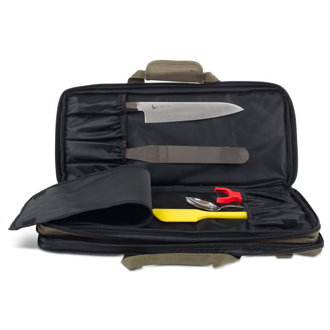 Premium 3-Section Knife Bag for Chefs - Heavy Duty Knife Storage & Organizer for Professional Kitchens, Culinary Schools & Home Cooking