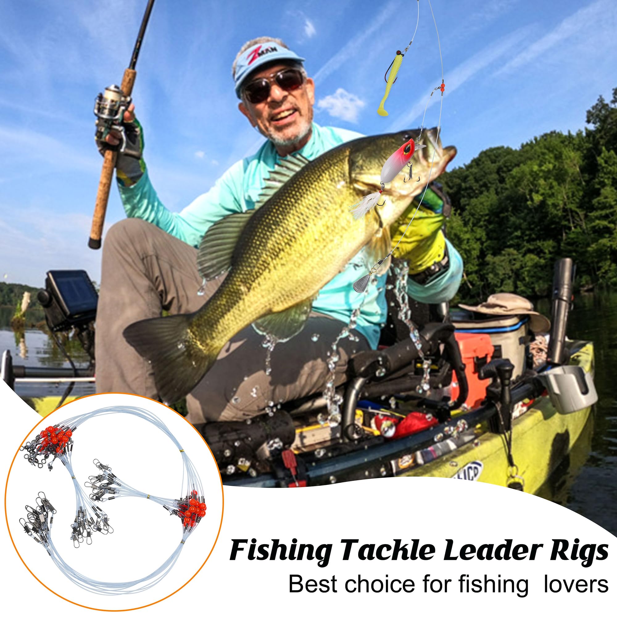 12pcs/24pcs Saltwater Fishing Leader Rigs with Swivel Snaps & Red Beads - Premium Steel Wire Bottom Rigs for Bait Lures & Hooks - Ideal for Ocean, Pier and Deep Sea Fishing Adventures
