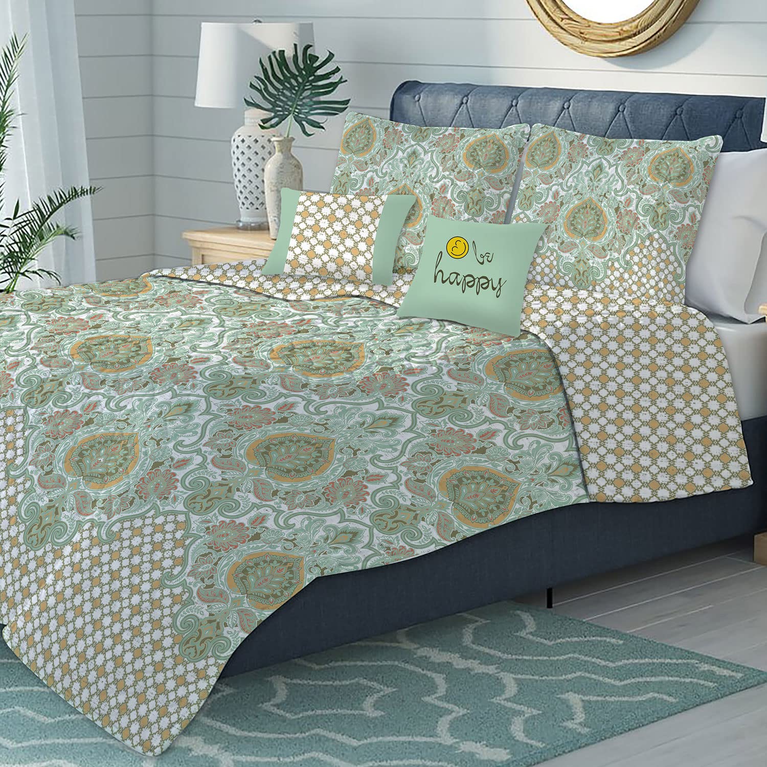 Sabina Oversized 5-Piece Reversible Quilt Set - Multi-Color Full/Queen Size Bedding - Cozy & Stylish for Master Bedroom, Guest Room or Dorm Decor