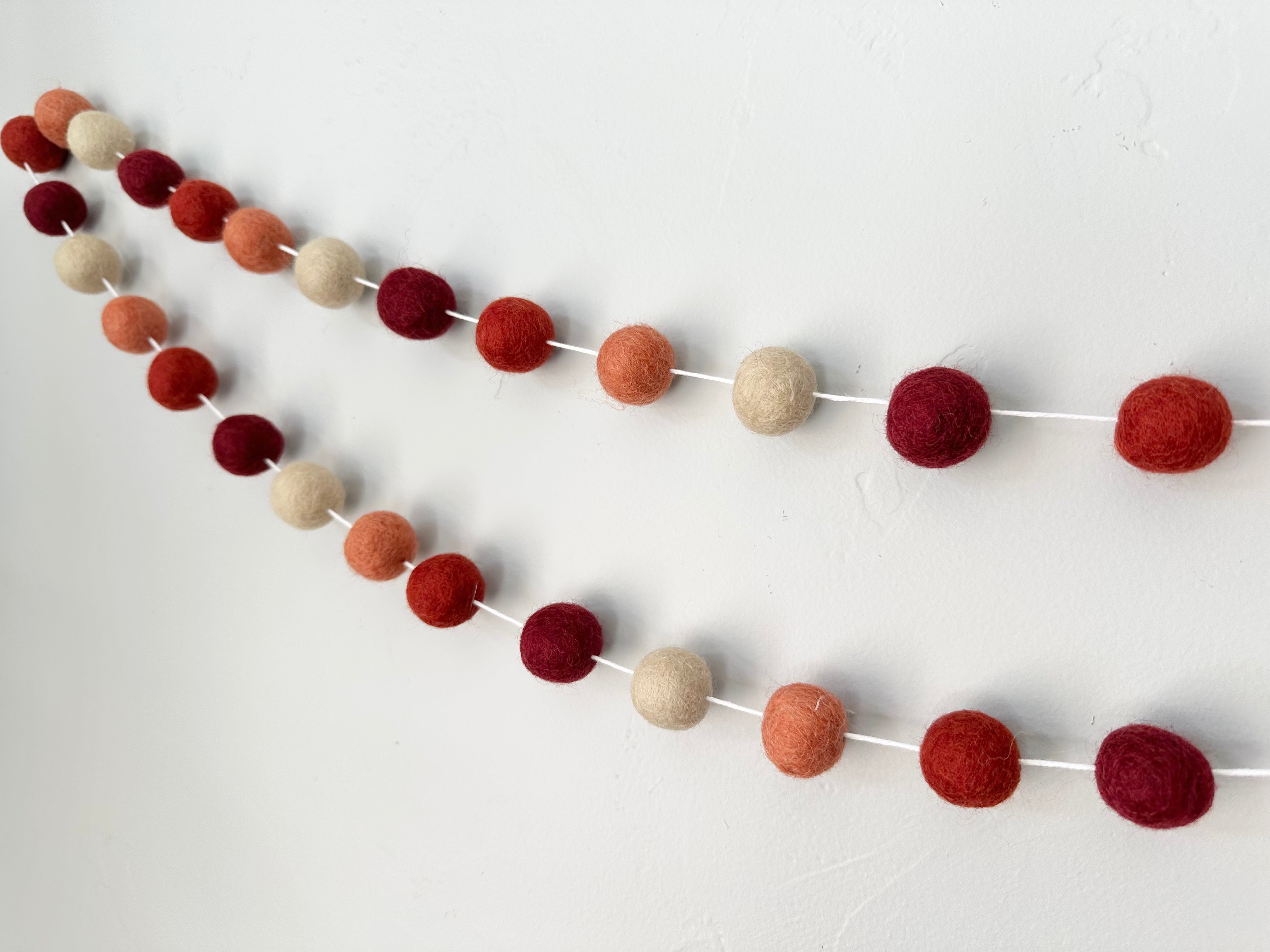 Vibrant Ombre Felt Ball Garland - Handmade Decoration for Nursery, Wedding, Party & Home Decor | Perfect for Baby Showers, Christmas Tree, and Wall Hangings