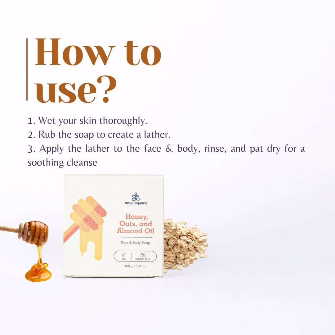 **Honey Oats & Almond Oil Soap Bar - SLS Free, Paraben Free, Cruelty-Free, Handcrafted for Sensitive Skin - Freshly Made 100g - Perfect for Gifting, Customized Presents & Daily Skincare Routine**