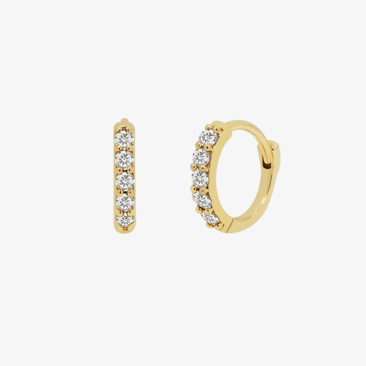 Pave Huggie Earrings for Women - 14K Gold Plated Small Hoop Earrings for Everyday Wear | Perfect for Gifts, Parties, and Casual Outfits