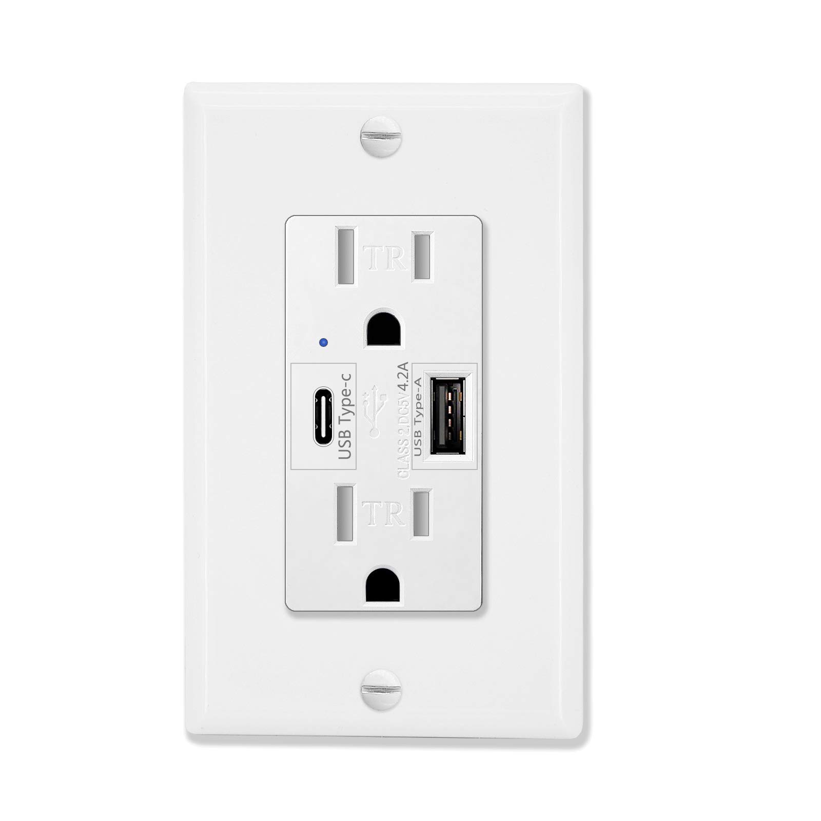 Greencycle USB-C Charger, 15A Tamper-Resistant Outlet - Compatible with Apple/Samsung/Google Devices, UL Listed (1 Pack) - Perfect for Home & Office Use