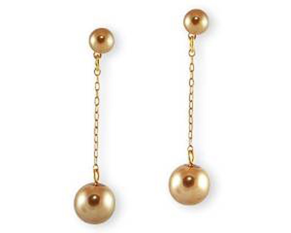 Elegant Long Gold Faux Pearl Earrings with Gold (Brown) Finish - Perfect for Weddings, Parties & Special Occasions