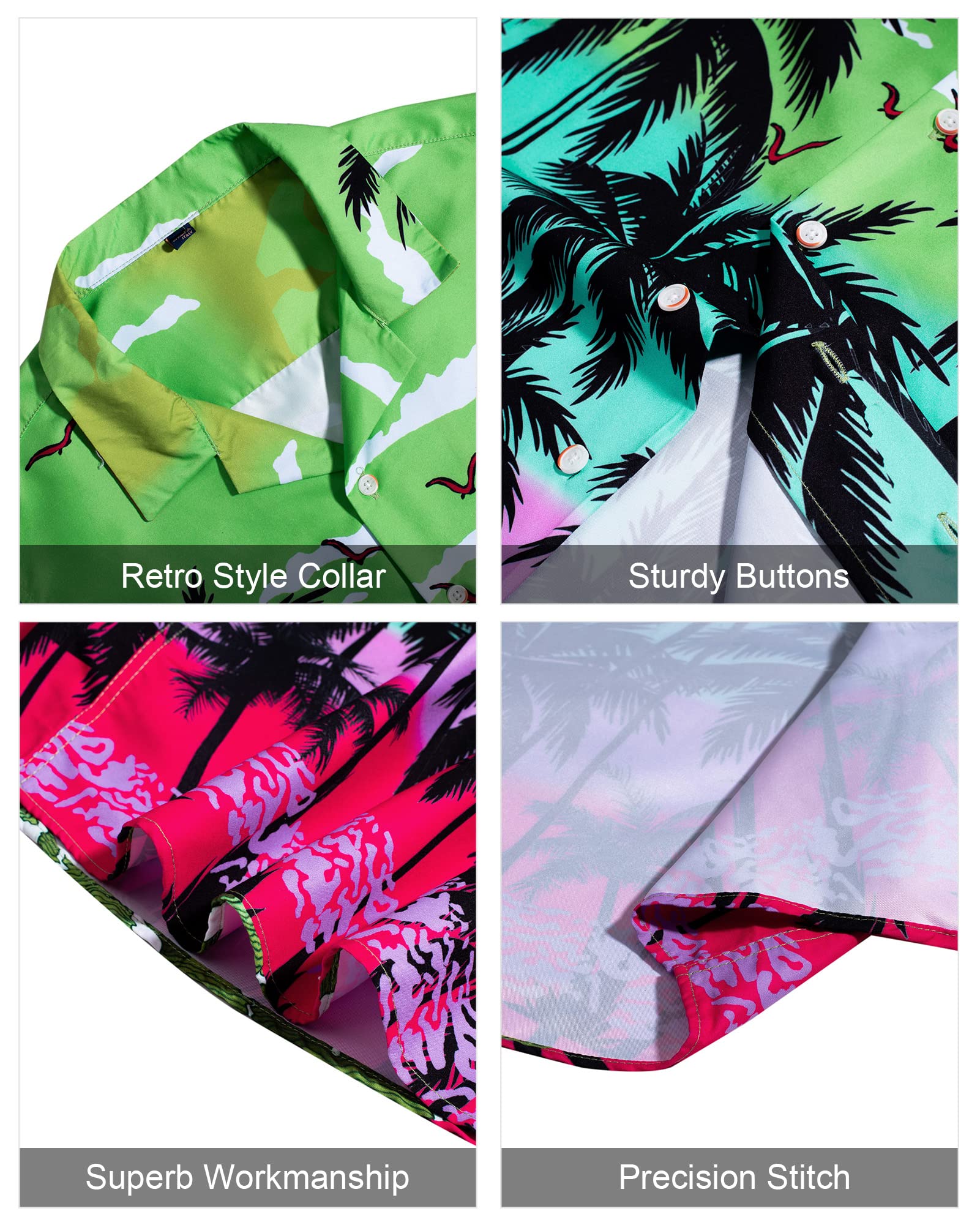 J.VER Men's Hawaiian Shirt & Shorts Set - Tropical Print Casual Button Down Short Sleeve Shirt with Matching Swim Trunks - Perfect for Beach Vacation, Summer Party & Hawaii Theme Outfits