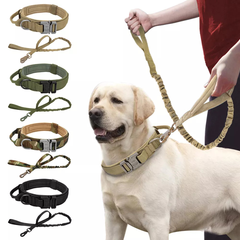 Tactical Dog Collar and Leash Set - Heavy Duty Nylon Pet Training Gear for Large Dogs | Perfect for Outdoor Adventures, Hiking & Daily Walks