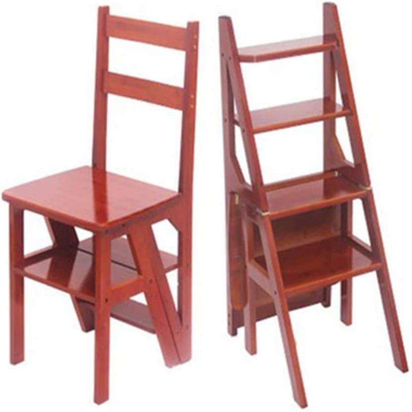 OKUOKA Dual-Use Bamboo Step Stool - Creative Home & Office Ladder Chair for Kitchen, Library, Outdoor Spaces - Natural Bamboo Design for Easy Access & Storage Organization