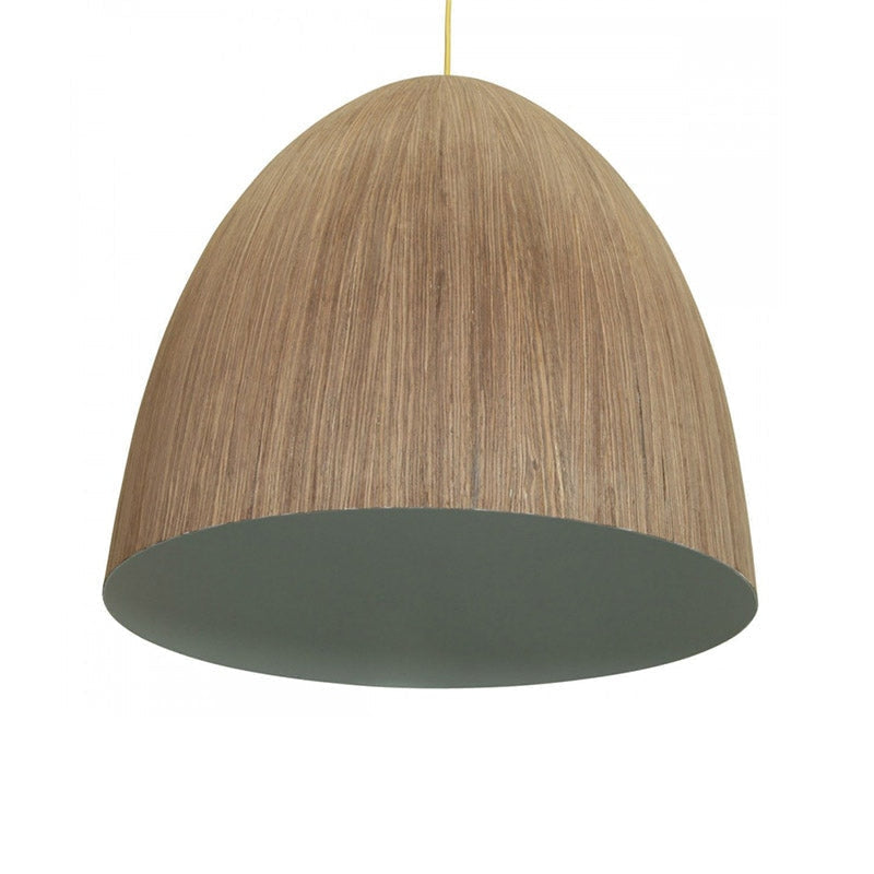 Calla Bold Tall Dome Shape Metal Pendant Light with Wood Veneer - Perfect for Kitchen Island, Dining Room, and Modern Home Decor