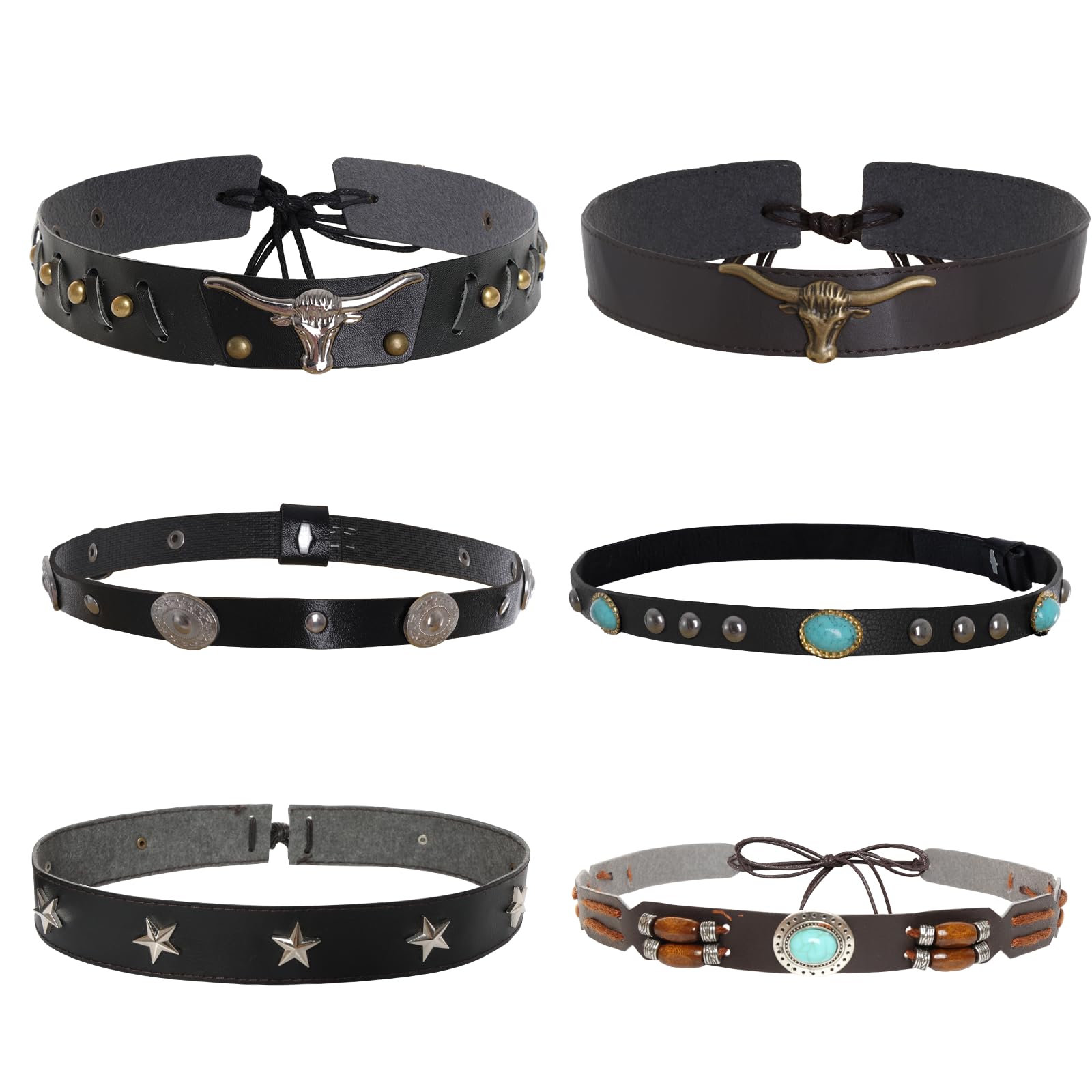 Choyaxo 6-Pack Western Cowboy Hat Bands - Stylish Embroidered Hat Belts for Women & Men | Perfect for Rodeo, Country Music Festivals & Western Fashion