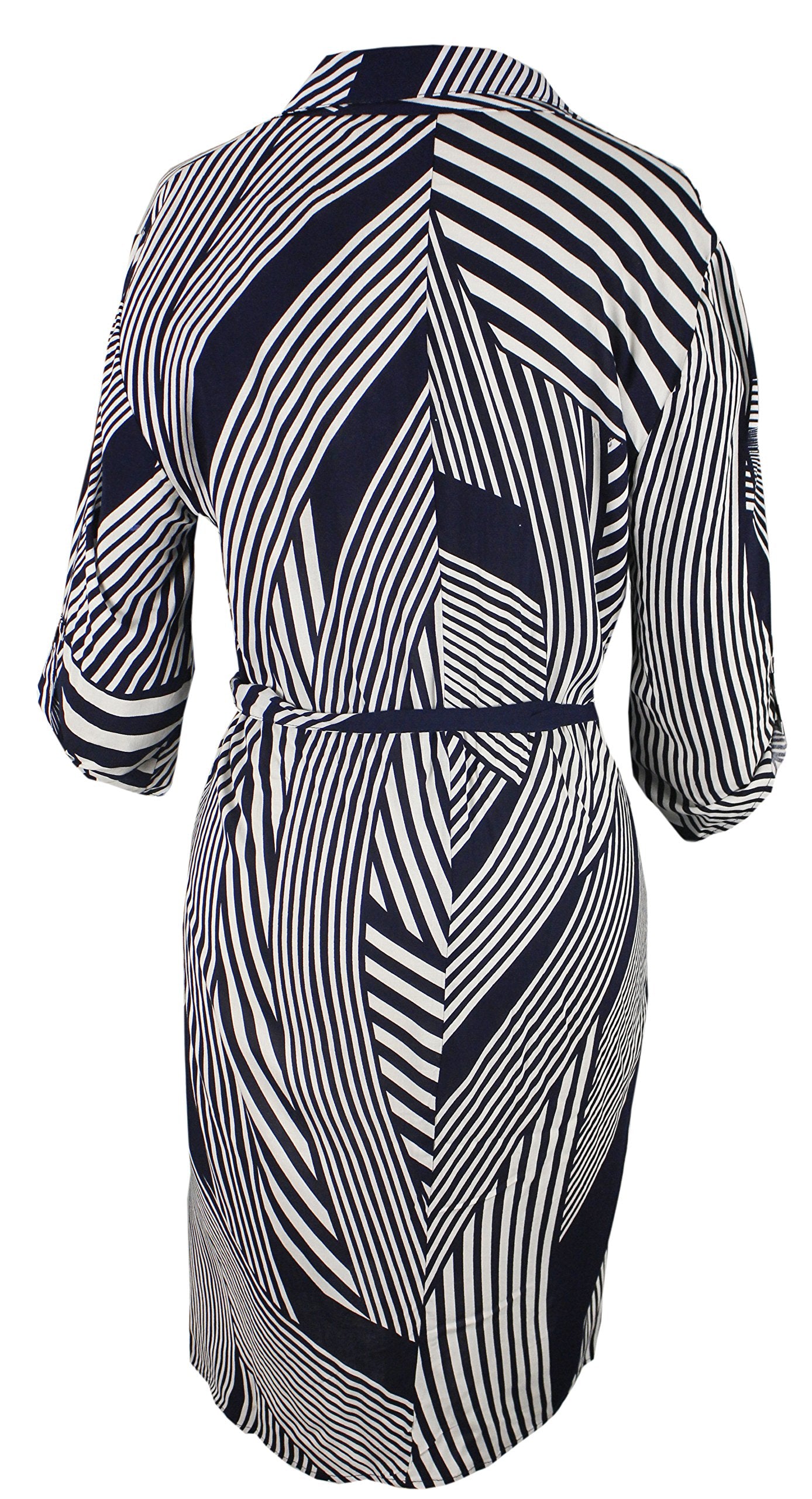 Women's Stylish Multi-Pattern Button V-Neck Shift Dress with 3/4 Sleeves - Perfect for Office, Party & Casual Wear