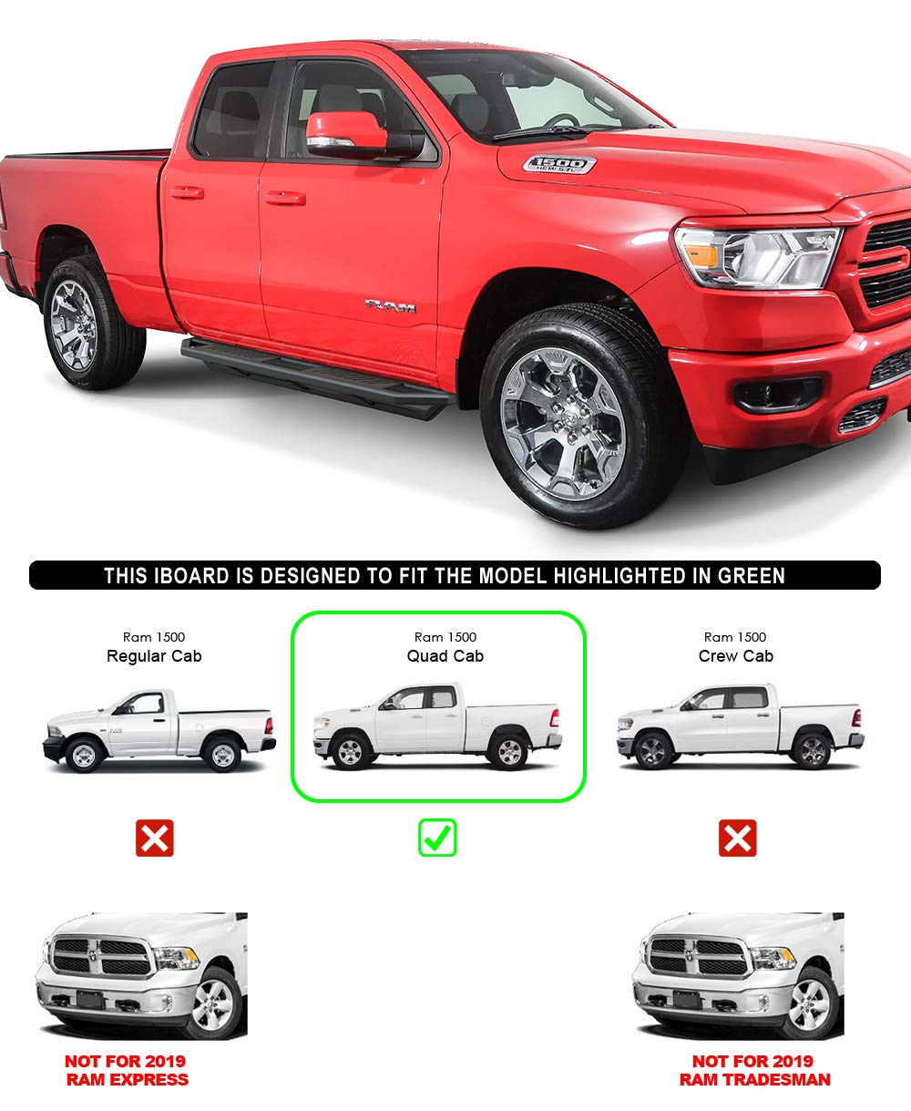HD Ridez Hybrid Rocker Steps Steel Armor - Compatible with 2019-2025 Ram 1500 Quad Cab (New Body Style Only, Excludes 19-24 Classic) | Durable Nerf Bars & Side Steps for Off-Road Protection & Easy Entry/Exit