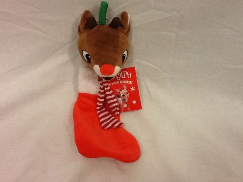 Red Nosed Reindeer Christmas Stocking - 9 Inch Festive Holiday Hanging Decor for Fireplace, Mantel, and Christmas Tree (Perfect for Gifts & Holiday Decorations)