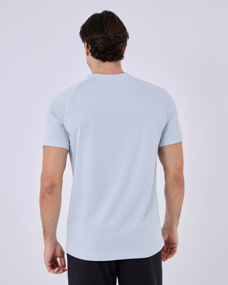 Premium Men's Essential T-Shirt - Soft Cotton Crew Neck Tee in Blue Mist | Casual Wear, Layering & Everyday Comfort