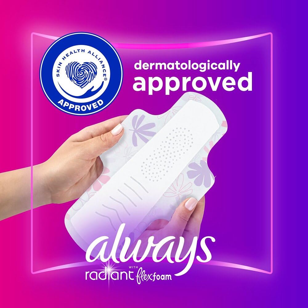 Always Radiant Pads with Wings, Scented - Ultra Thin Feminine Hygiene Pads for Women (Pack of 4) | Comfortable & Leak-Proof Protection for Daily Use & Active Lifestyles
