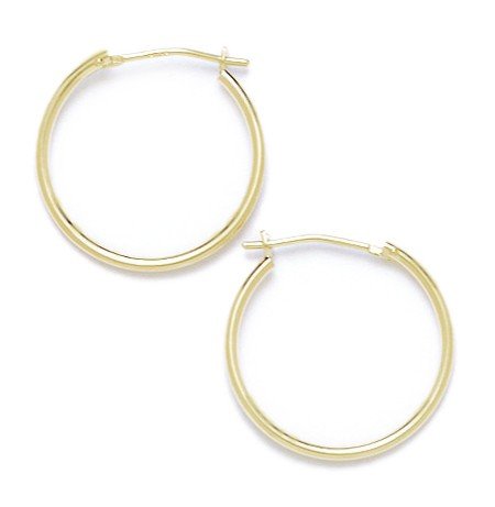 14K Yellow Gold 18mm Round Hoop Earrings for Women - Classic Dainty Everyday Jewelry - Perfect for Work, Date Night & Special Occasions