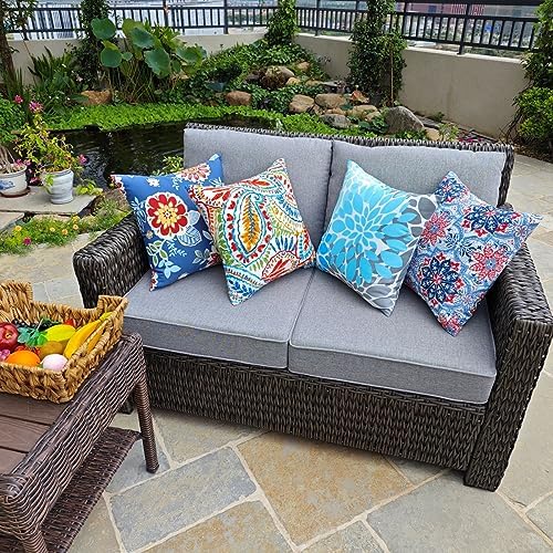 JMGBird Waterproof Outdoor Pillows Set of 2 - 18×18 Inch Decorative Throw Pillows with Insert for Patio Furniture, Garden, Poolside & Porch Use