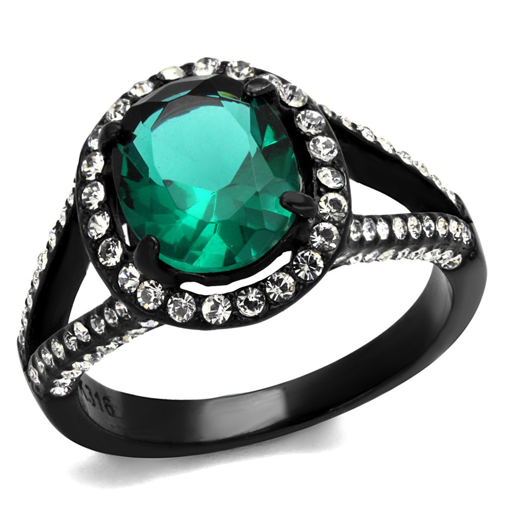 Blue Zircon Halo Ring 3.26ct - Stainless Steel Engagement Jewelry for Women (Size 5-10) - Perfect for Weddings & Anniversaries
