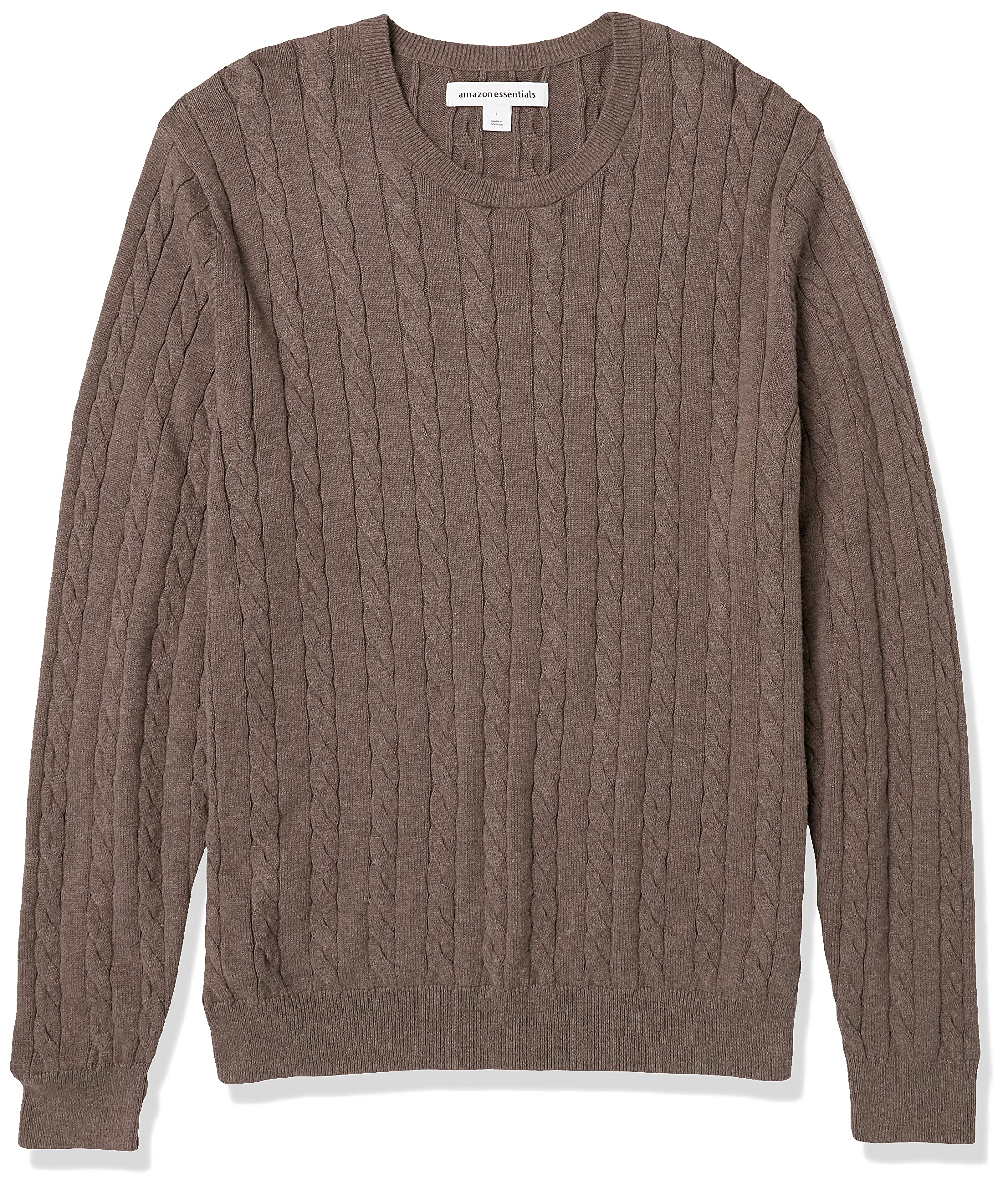Amazon Essentials Men's Crewneck Cable Knit Cotton Sweater - Soft & Comfortable Winter Pullover for Casual Wear & Office Outfits