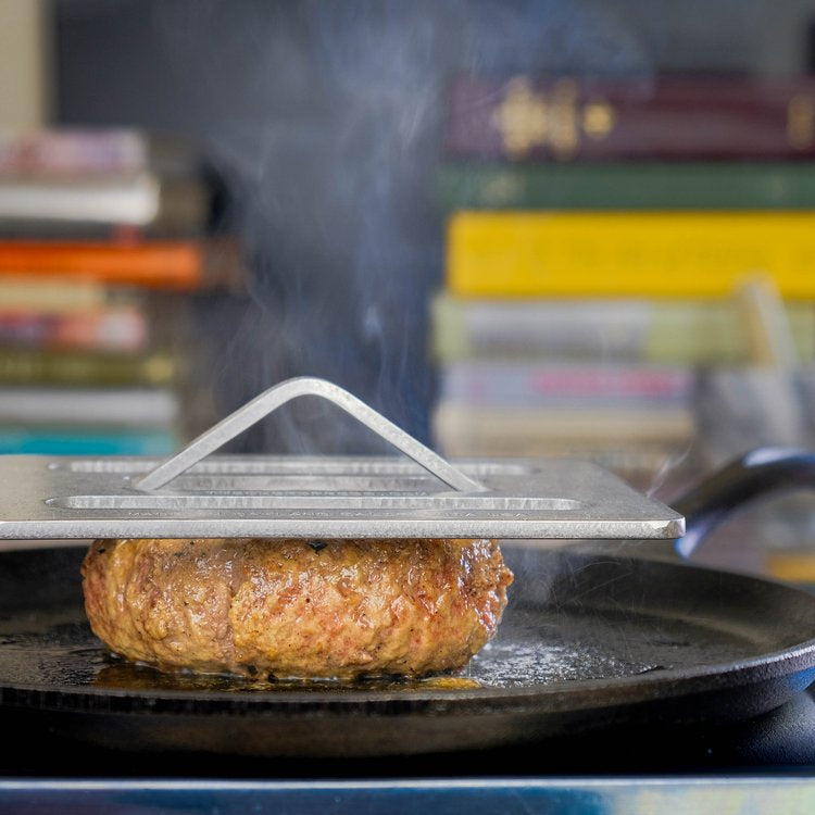 The Chef's Press V2 - Premium Stainless Steel Meat Press for BBQ, Burgers & Steaks - Perfect for Grilling, Searing & Cooking at Home or Outdoor
