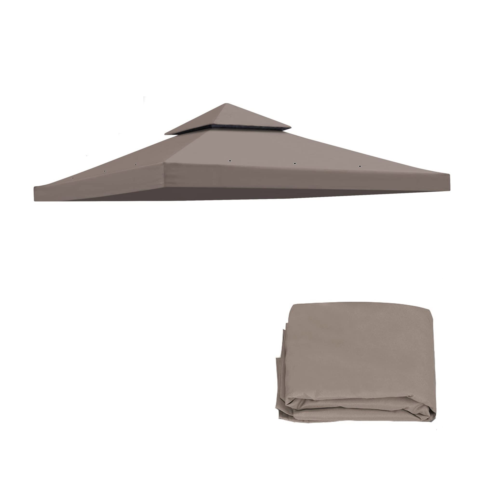 10'x10' Replacement Canopy Top for Dual Tier Gazebo - Taupe Color Outdoor Tent Cover | Perfect for Patio, Backyard, Garden & Camping Shelter Protection