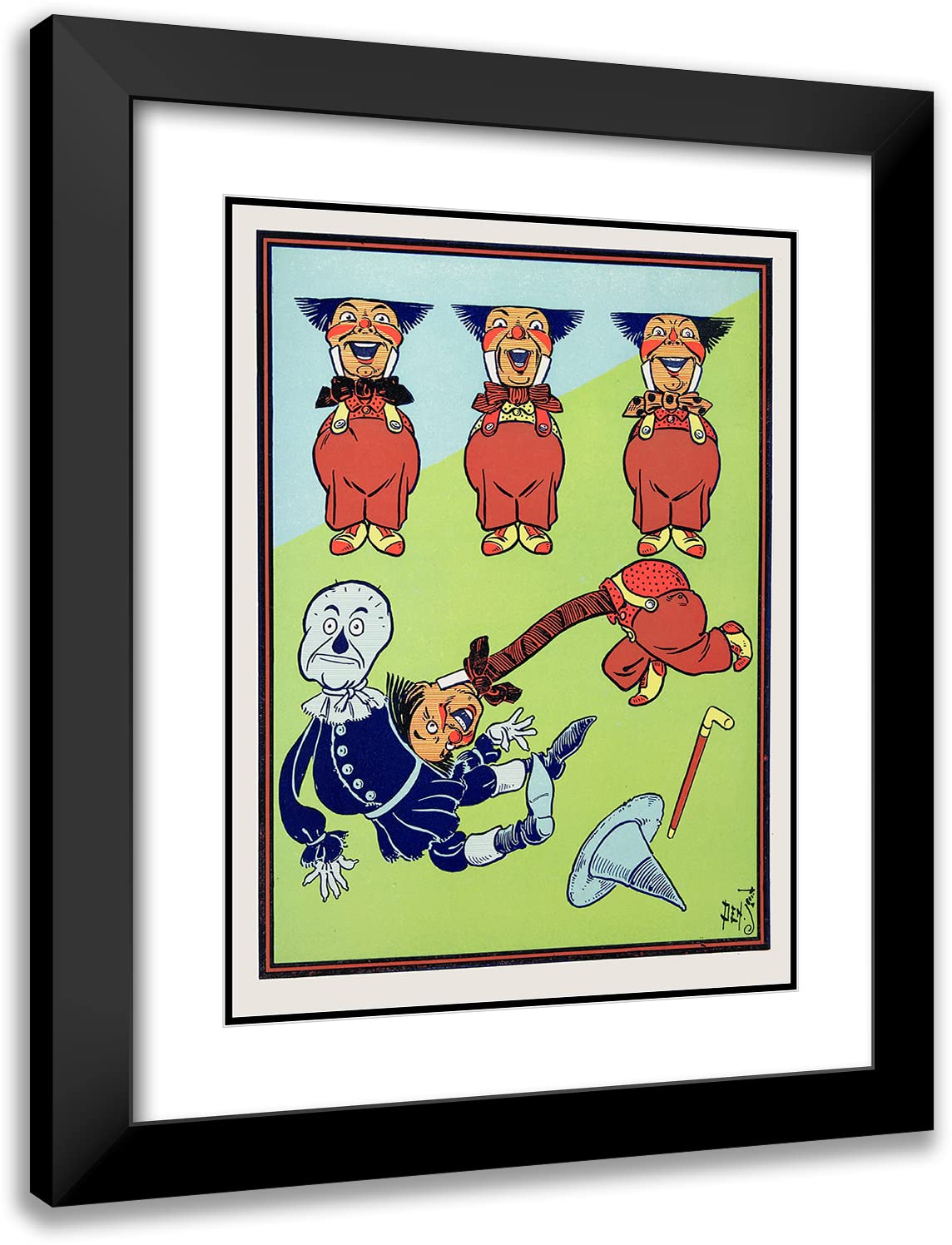 William Wallace Denslow 19x24 Black Modern Framed Museum Art Print - The Head Shot Forward and Struck The Scarecrow (1900) | Wizard of Oz Illustration | Home Office Decor, Living Room Wall Art, Gift for Book Lovers