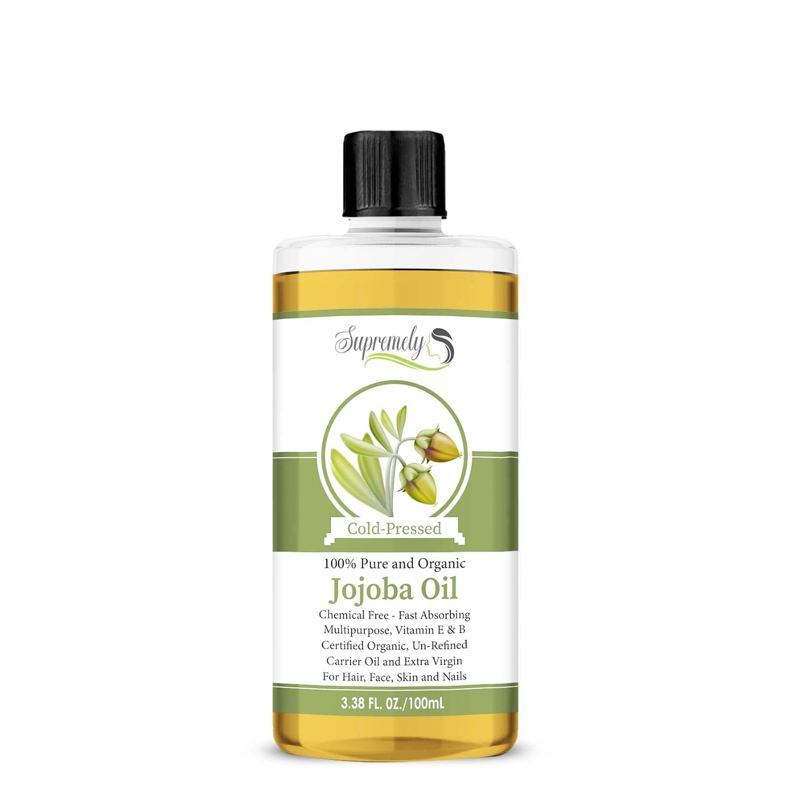 100% Pure Golden Jojoba Oil - Organic Cold Pressed Unrefined Carrier Oil for Face & Hair Care - Natural Moisturizer for Dry Skin & Acne Treatment - Perfect for DIY Beauty, Massage & Aromatherapy