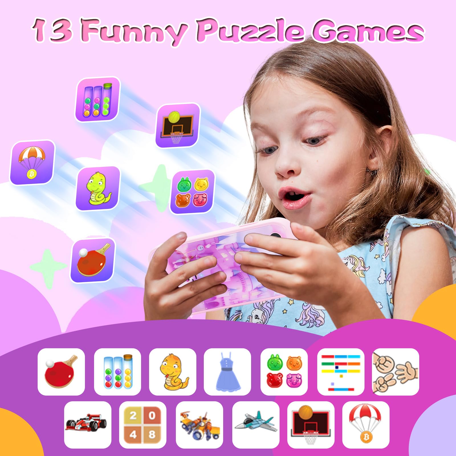Best Toddler Learning Phone for Kids Age 3-8 - Educational Play Toy with Games, Camera, Alarm & Stories - 8GB SD Card Included - Perfect Christmas/Birthday Gift for Boys & Girls (Pink Castle) - Ideal for Early Learning, Pretend Play & Travel Entertainment