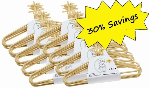50 Pack Tan Plastic Clothes Hangers - Space Saving Closet Organizers for Shirts, Pants & Dresses - Ideal for Home, Retail Stores & Laundry Businesses
