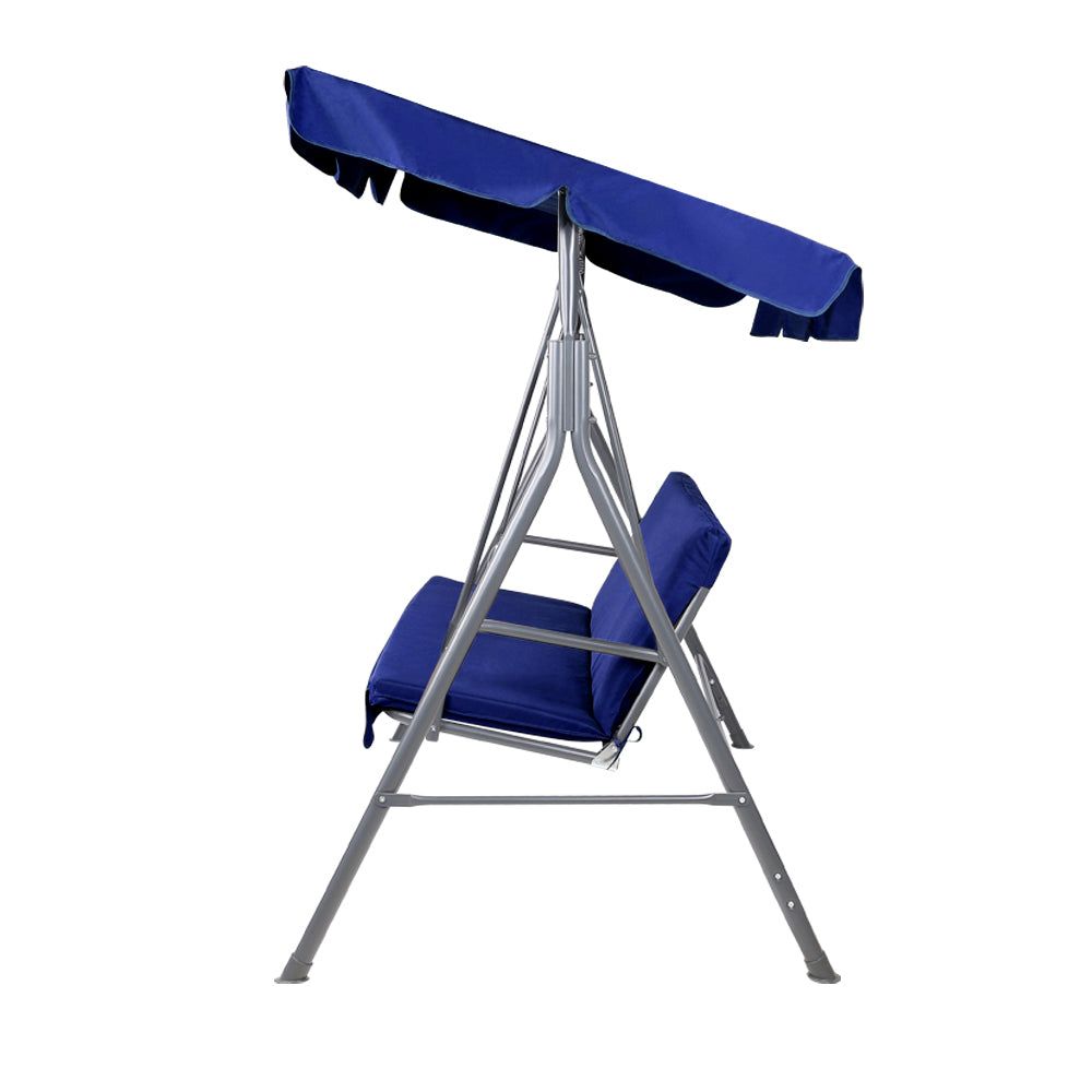 Gardeon 3-Seater Outdoor Swing Chair with Canopy - Navy Blue Garden Bench for Patio, Backyard, and Porch Relaxation