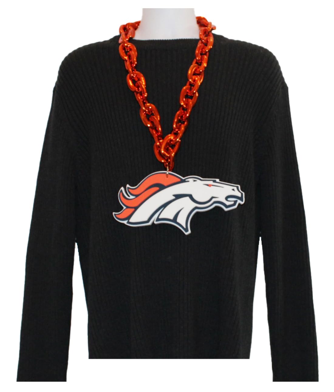 Denver Broncos NFL Team Fan Chain Necklace - Orange Color - Perfect for Game Day, Tailgating & Broncos Fan Gifts