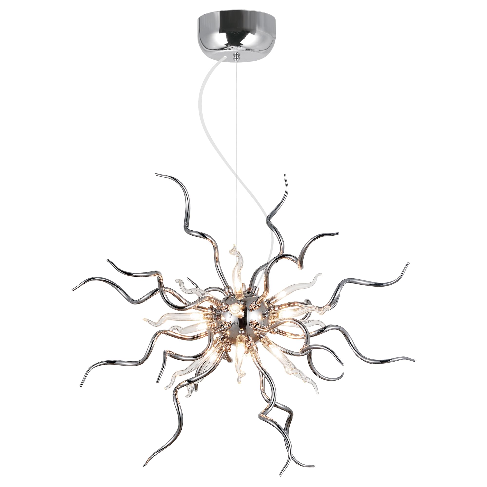 CWI Lighting 15-Light Modern Twist Chandelier with Chrome Finish - Perfect for Dining Room, Living Room, and Bedroom Lighting