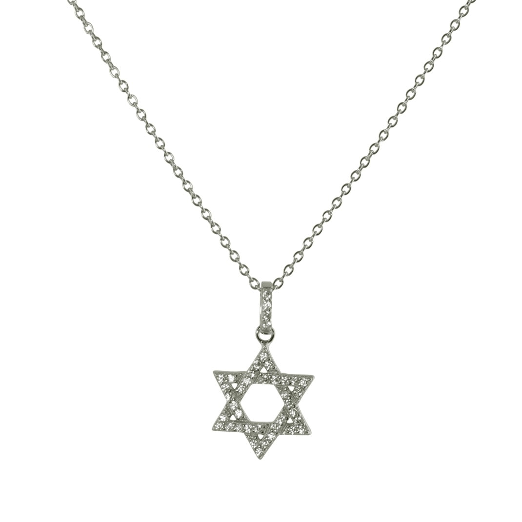 CZ Star of David Necklace - 925 Sterling Silver Jewish Pendant for Women & Men - Elegant Religious Jewelry Gift for Hanukkah, Bar Mitzvah & Everyday Wear