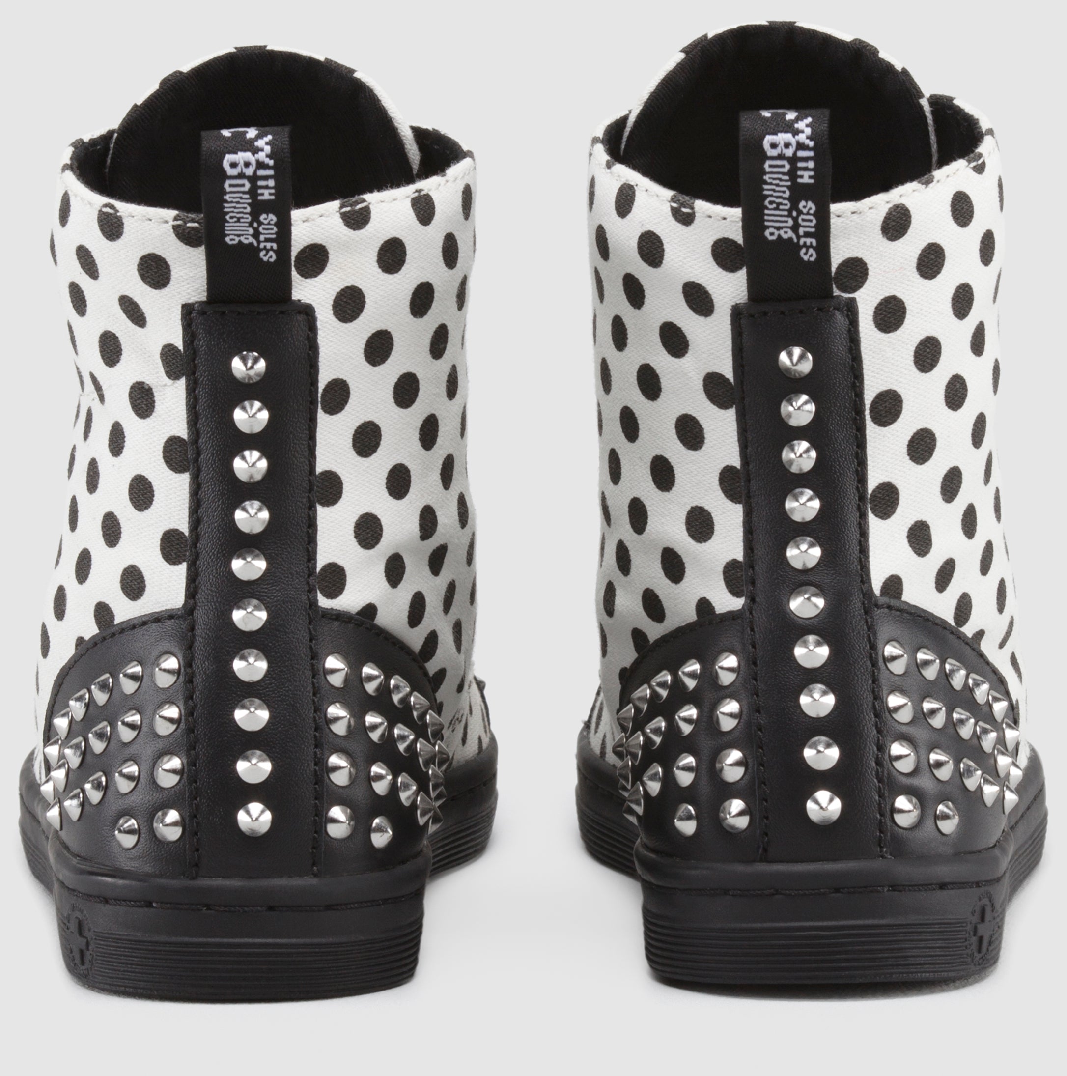 HACKSTUD White and Black Dots Fine Canvas Boots - Stylish Casual Shoes for Women & Men | Perfect for Everyday Wear, Street Fashion, and Outdoor Activities