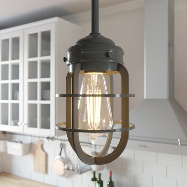 Hunter Starklake 1-Light Mini Pendant Light Fixture in Noble Bronze Finish - Perfect for Kitchen Island, Dining Room, or Entryway Lighting