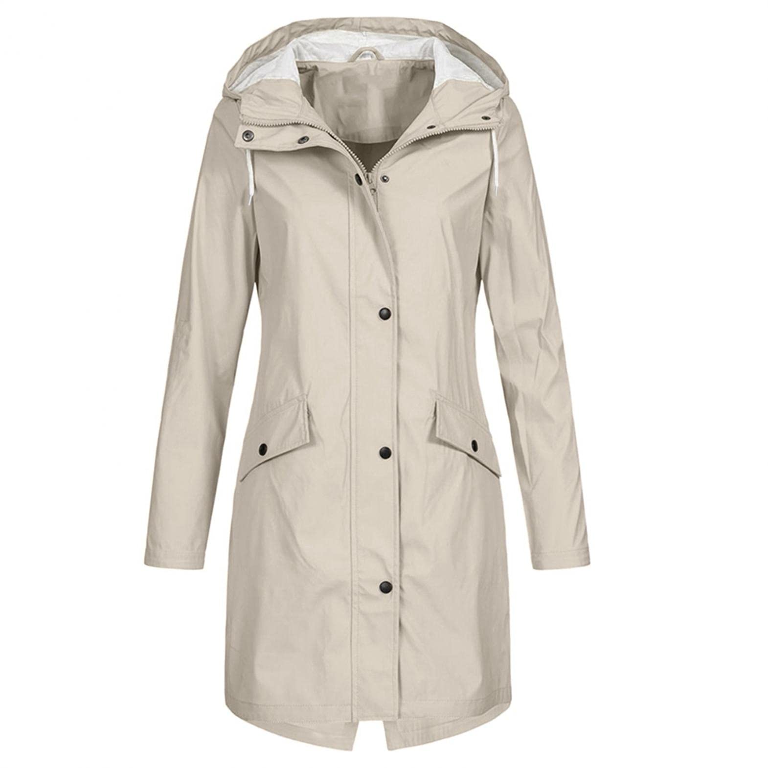Women's Waterproof Hooded Raincoat - Windproof Trench Coat with Solid Hood for Outdoor Activities | Perfect for Hiking, Commuting & Rainy Day Protection
