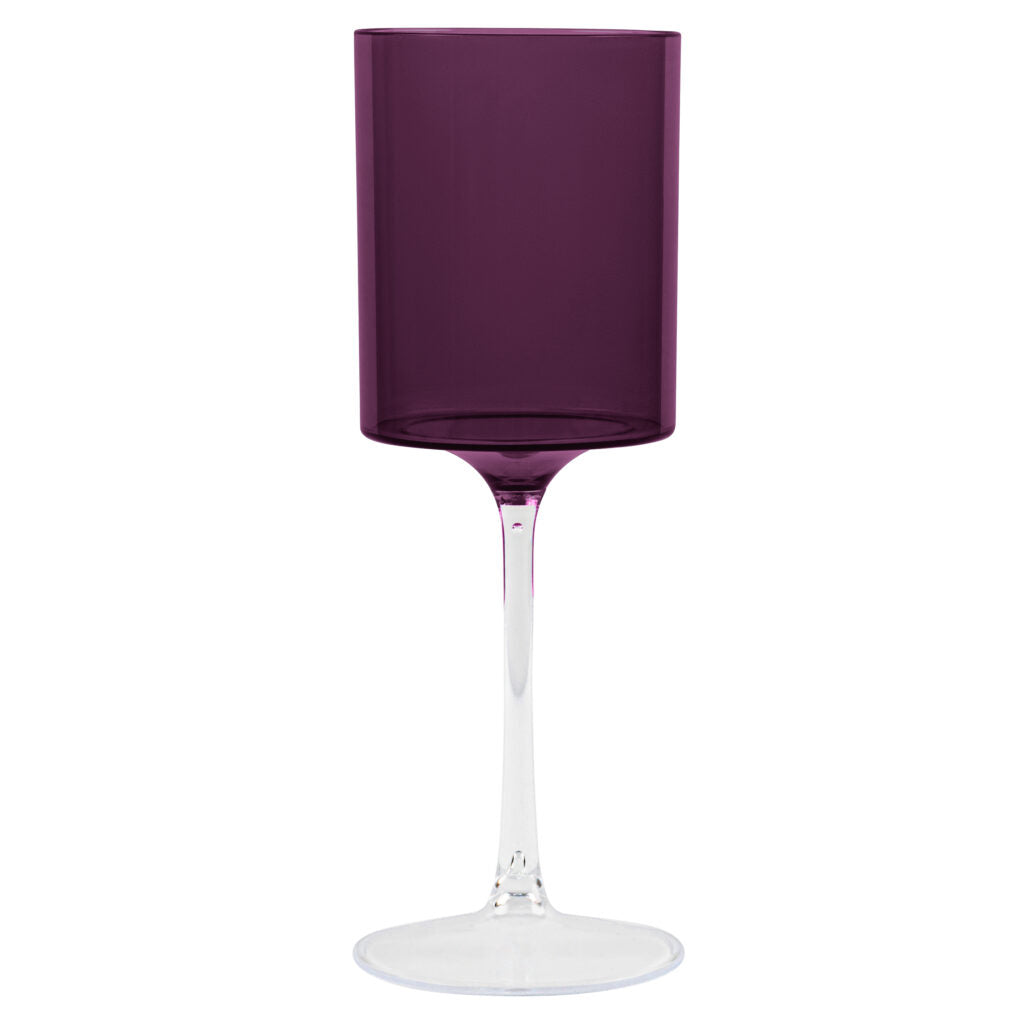 Elegant Two-Tone 14oz Purple & Clear Plastic Wine Goblets - Set of 5 - Perfect for Outdoor Parties, Weddings & Picnics