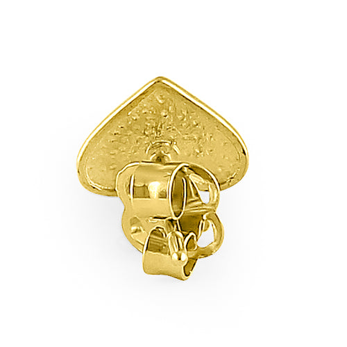 14K Solid Yellow Gold Spade Stud Earrings for Women - Perfect for Everyday Wear, Gifts & Special Occasions