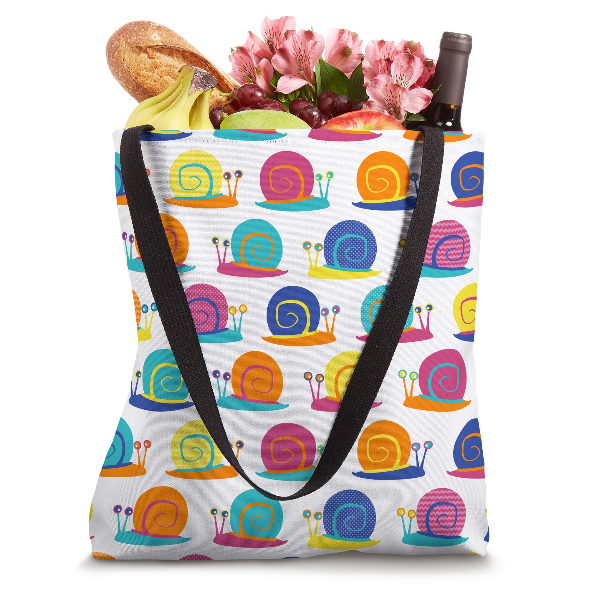 Snail Party Tote Bag - Cute Cartoon Snail Design Reusable Shopping Bag - Perfect for Groceries, Beach Trips & Eco-Friendly Shopping