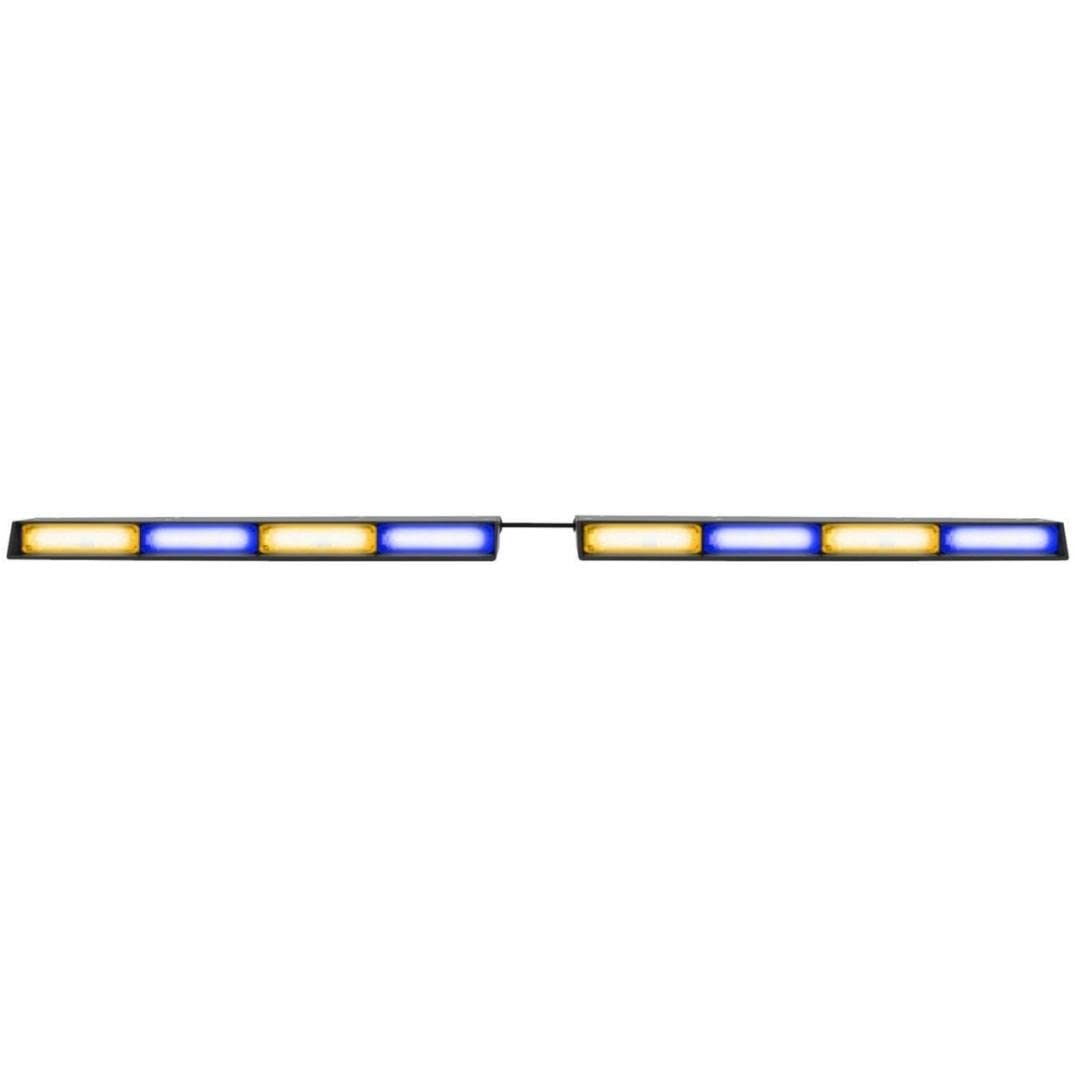 SpeedTech Lights Raptor-X TIR Upper Windshield Interior Split LED Strobe Light Bar - Emergency Vehicle & Police Warning Lights with Cigarette Lighter Plug (Blue/Amber Alternating) - Perfect for Roadside Emergencies, Construction Zones & Security Vehicles