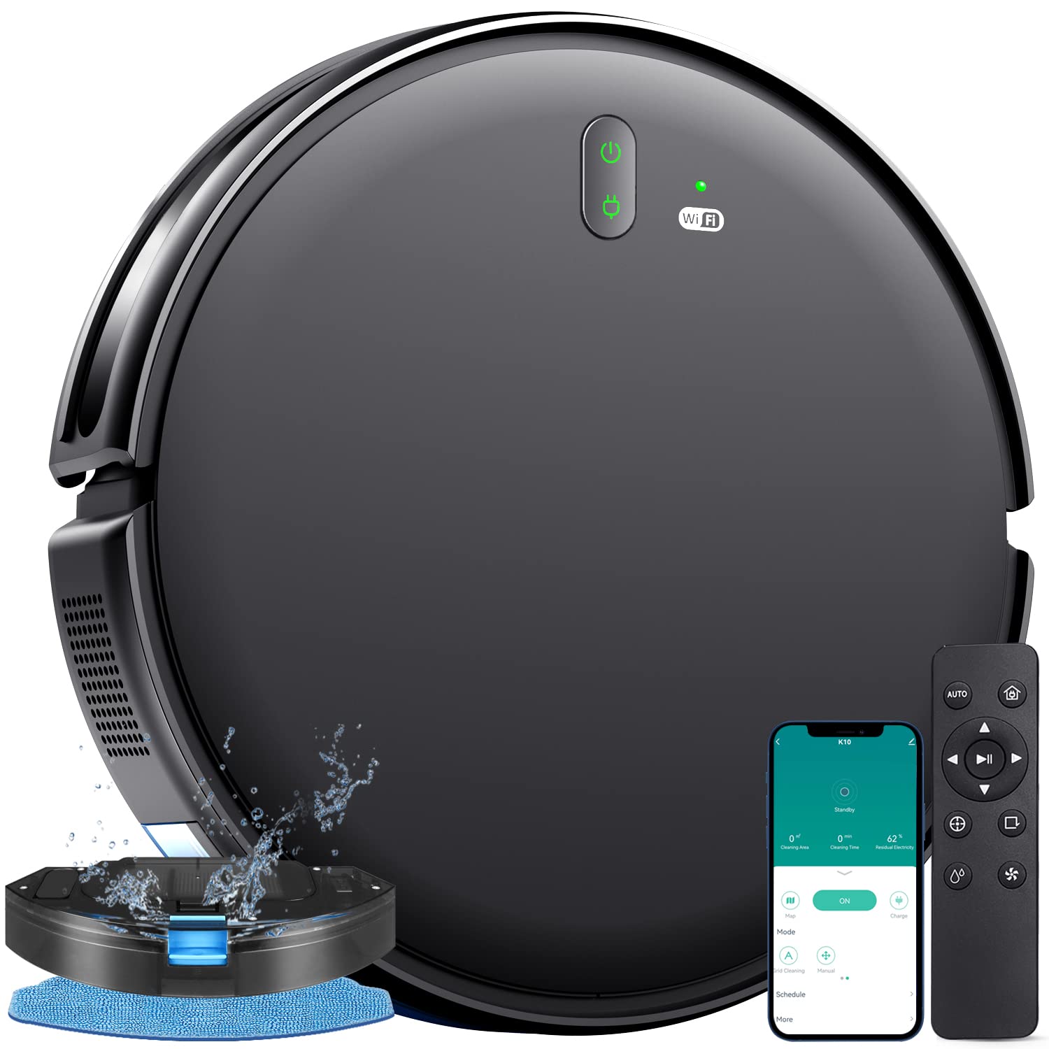 Smart Robot Vacuum and Mop 2-in-1 Combo - 2000Pa Strong Suction, WiFi/App/Alexa Control, Self-Charging, Slim Design - Perfect for Hard Floors, Pet Hair & Carpets - Ideal for Home Cleaning & Busy Lifestyles