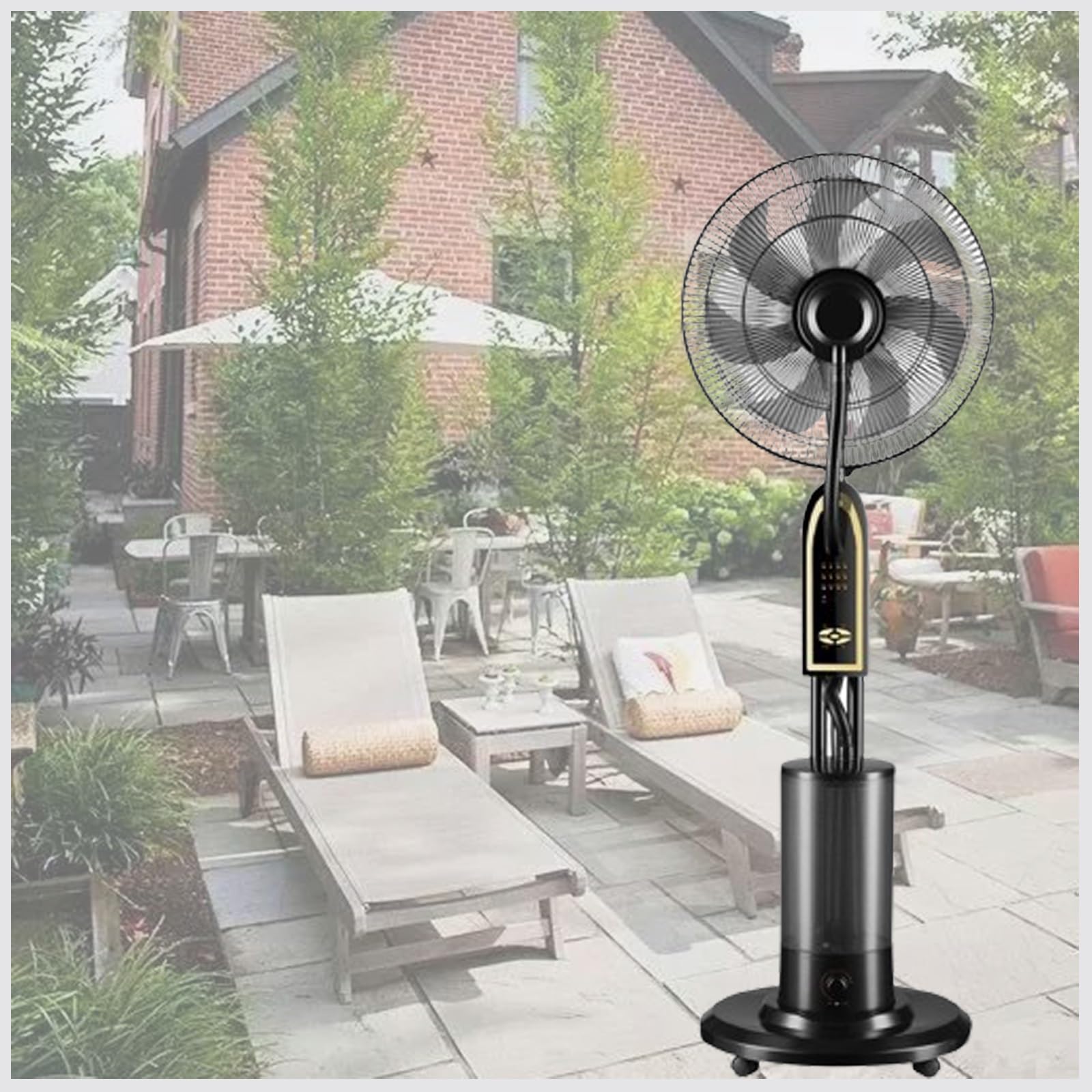 16-Inch Portable Misting Fan with Water Tank & Wheels - 3 Cooling Speeds, 90° Oscillation - Ideal for Outdoor, Greenhouse & Residential Use (7-Leaf Blade)