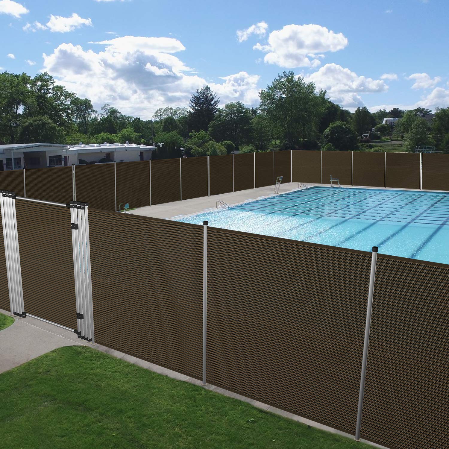 E&K 6' High x 62' Long Privacy Pool Fence - Removable Freestanding Safety Fence for Inground Pools, Backyard Security & Garden Protection | Perfect for Outdoor Swimming Pool Safety, Deck Perimeter Security & Child/Pet Protection