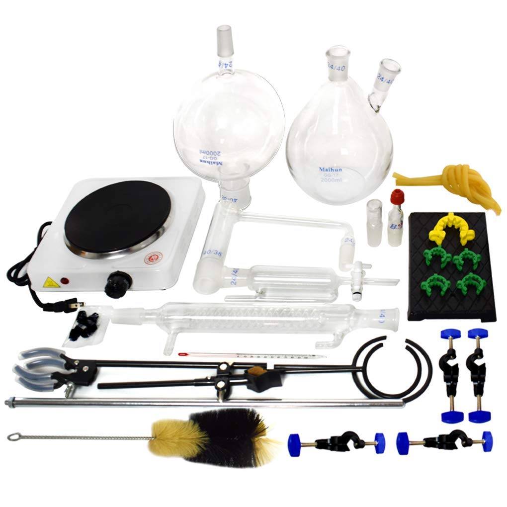 500ml Essential Oil Distillation Kit with Graham Condenser, Hot Plate & Separator - Lab Glass Steam Water Distiller for Aromatherapy, Herbal Extracts & Home Purification - Perfect for DIY Essential Oils, Hydrosols & Natural Remedies