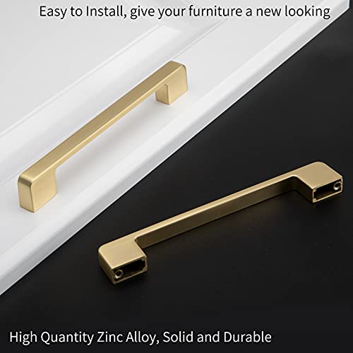 30 Pack 6-1/4 Inch Brushed Gold Cabinet Pulls - Solid Zinc Alloy Kitchen Cabinet Handles & Dresser Drawer Pulls - Rust-Resistant Hardware for Modern Cabinets, Wardrobes & Furniture (Brass Finish) - Perfect for Home Renovation & DIY Projects