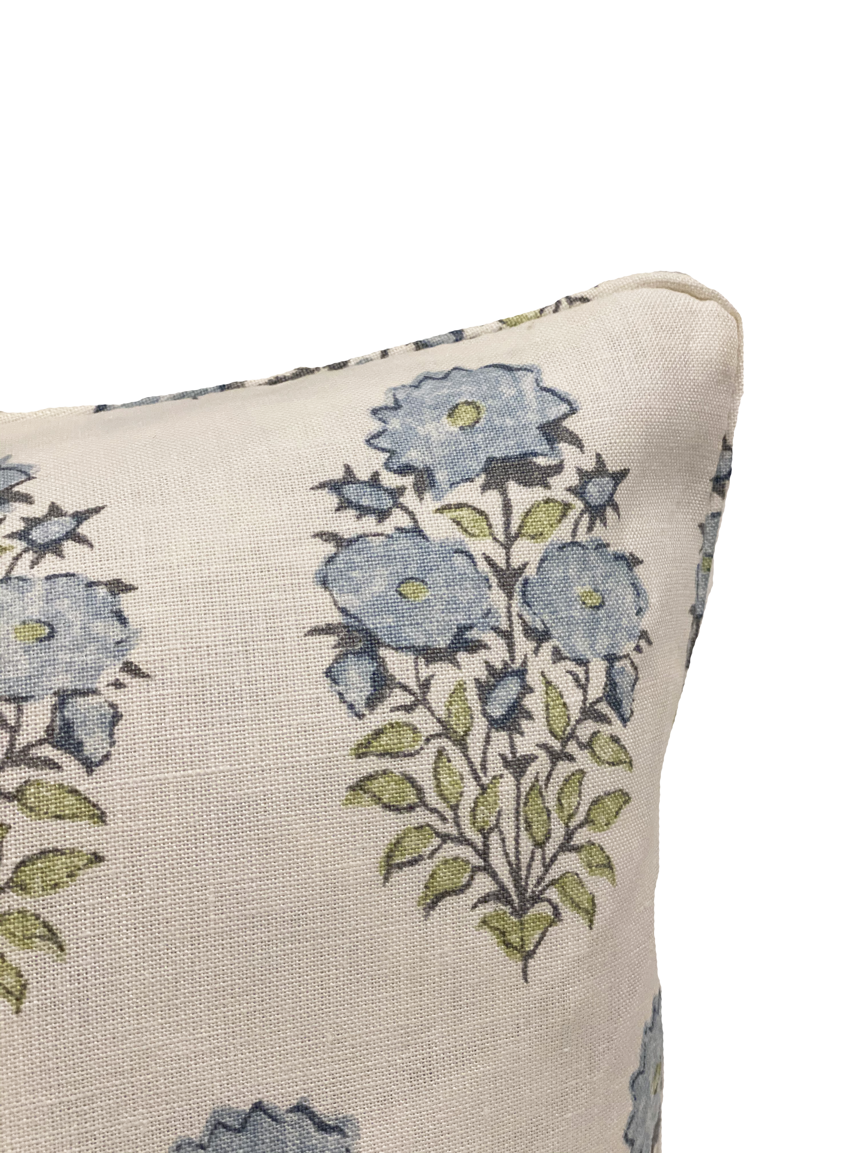 Exquisite Mughal Flower Blue Pillow Cover - Handmade Indian Embroidery Decorative Cushion Case - Perfect for Sofa, Bedroom & Boho Home Decor